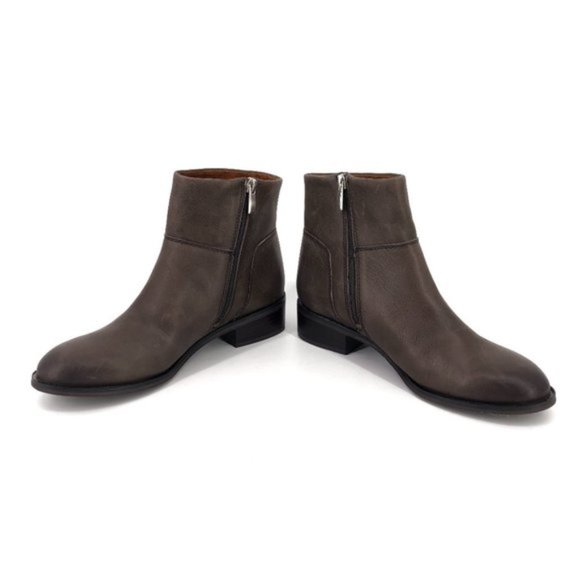 Franco Sarto Benny Burnished Leather Block Heel Ankle Booties Size 8.5 - Picture 4 of 8